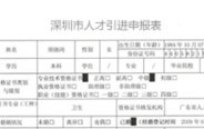 深圳市人才引進(jìn)申報表